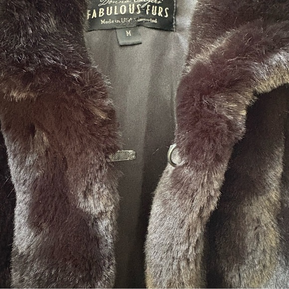 Donna Salyers Fabulous Furs Black Faux Fur Hooded Vest M 21x38 Luxury - Picture 9 of 12